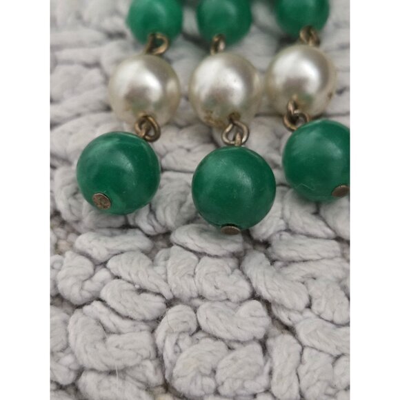 Vtg Gold Tone Buddha Green Beaded Statement Fringe Brooch Pin - Picture 6 of 9